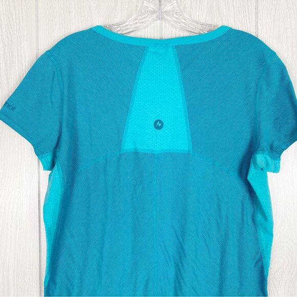 Marmot | Julie Short Sleeve Shirt In Aqua Stripe Size Large - Picture 4 of 8